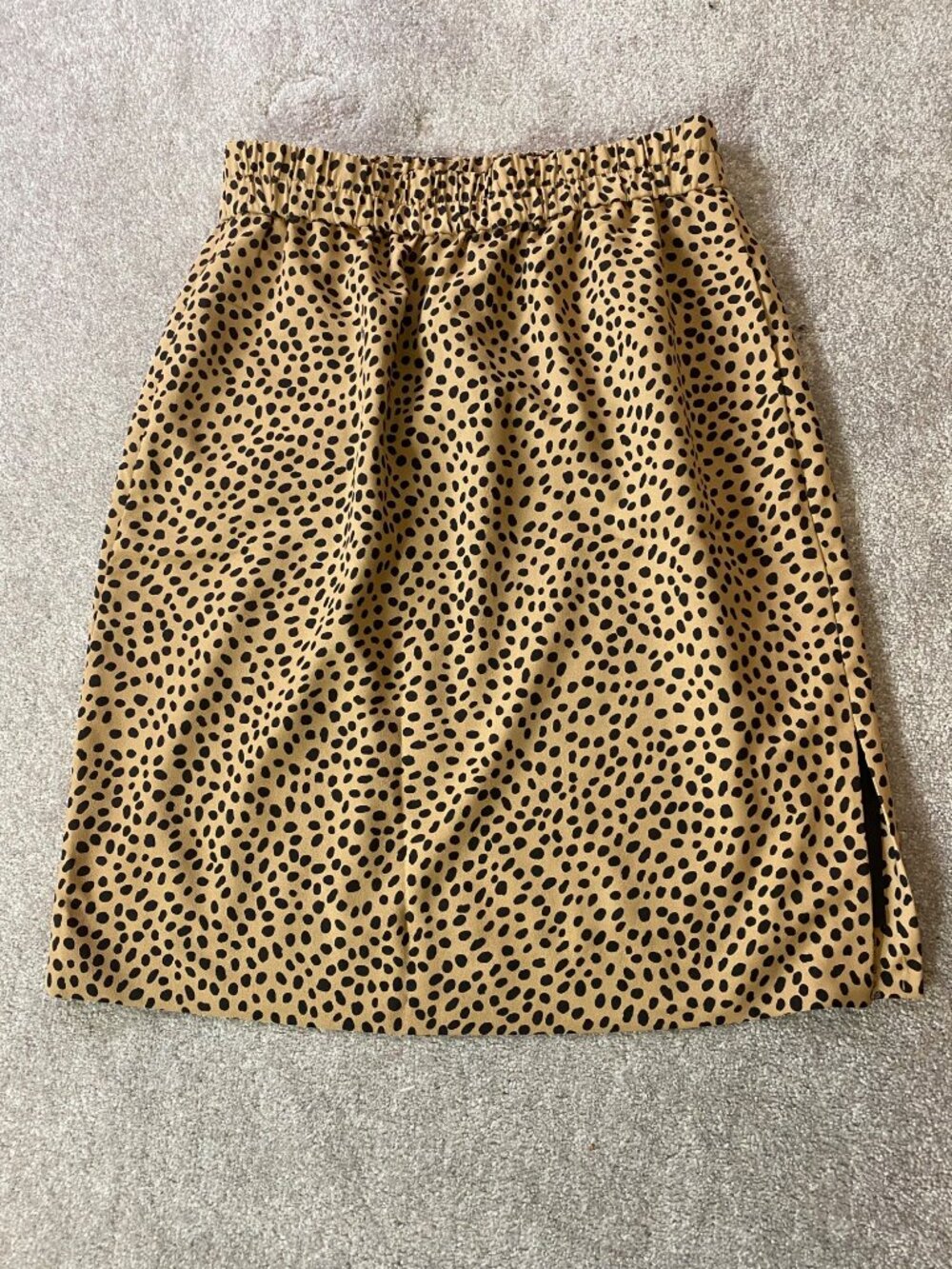 J.Crew Leopard Print Elastic Waist Midi Skirt Tan & Black Large Petite